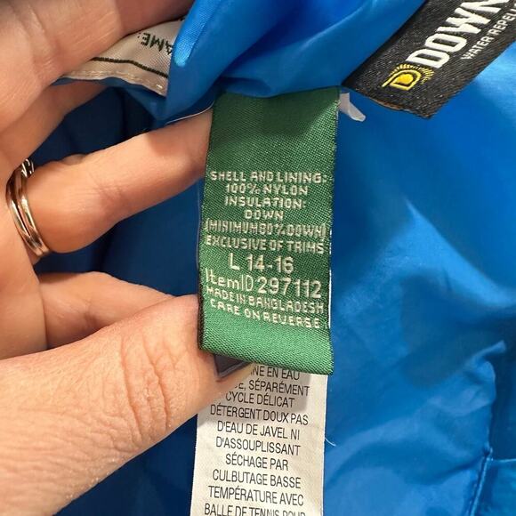 L. L. Bean Down Filled Blue Quilted Puffer Coat, VGUC, Sz Girls L (14-16) (14B) - Picture 6 of 7